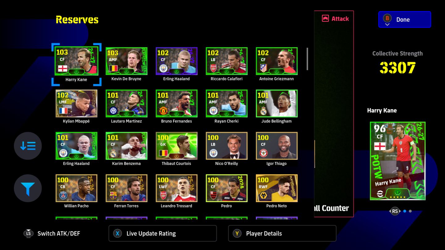 Conta Efootball Xbox / Pc Microsoft - 3307 - 6 Bigtime + 73 Épicos + 50 Showtime