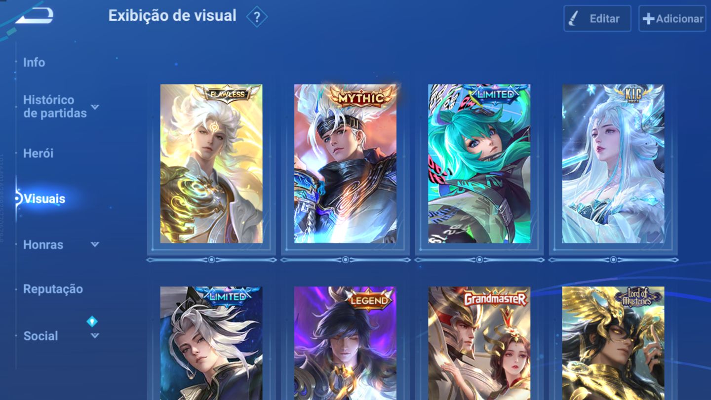 Minha conta honor of kings com skins extremamente raras