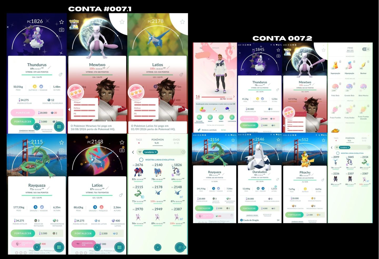 [ENTREGA AUTOMÁTICA] CONTAS PREMIUM LENDARIOS SHINY MEWTWO E MAIS - POKEMON GO