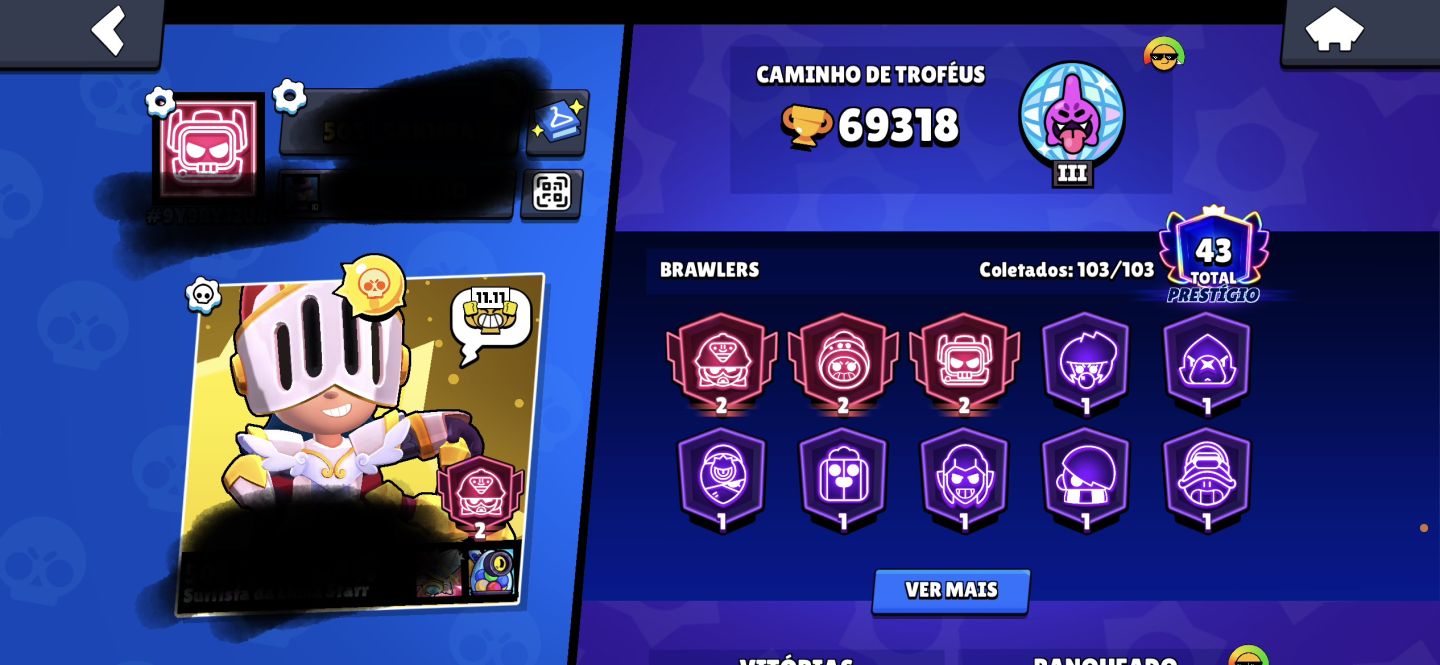 Conta de brawl com skin raras e limitadas de evento na fama solar 2