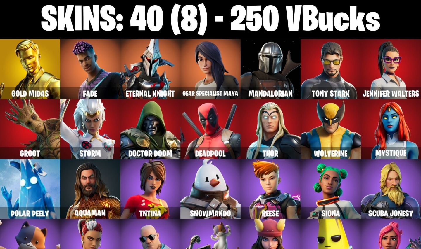 Conta Fortnite com Gold Midas | Fade | Eternal Knight | Gear Speciali e 40 Skins
