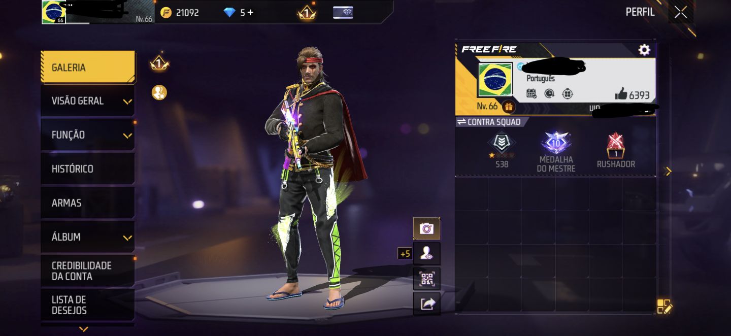 Conta Free Fire Angelical Verde - Skins Antigas - Muito top