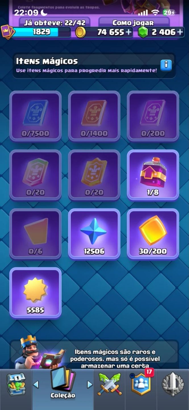 CONTA COM 14K DE TROFEUS + 122 CARTAS + 2400 GEMAS, 100% SEGURA! SÃO ANOS UPANDO