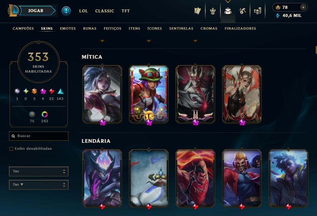 CONTA RARA DE 2014 FULL CAMPEÕES E SKIN AHRI FAKER,MONO RIVEN JHIN,DRAVEN 1 MI