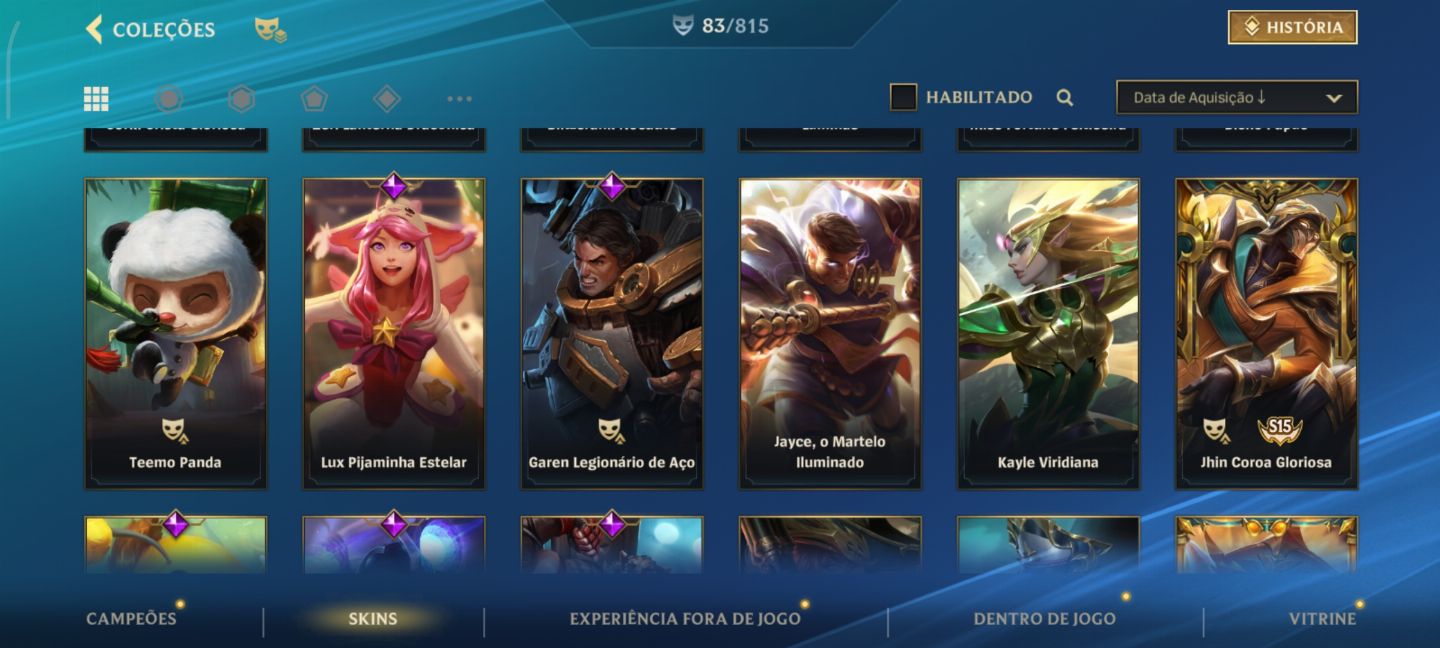Conta lol com ótimas skins
