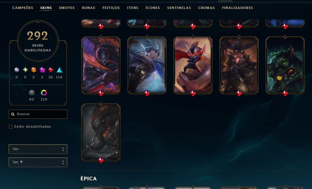 CONTA - CORKI OVNI + KAYLE JUÍZA + VITORIOSAS | 292 SKINS | TODOS OS CAMPEÕES