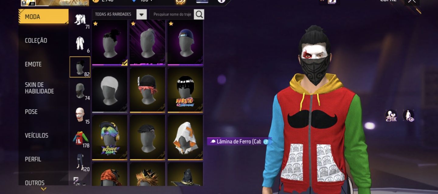 Conta ff level 81 com jaqueta pringles e troca nick
