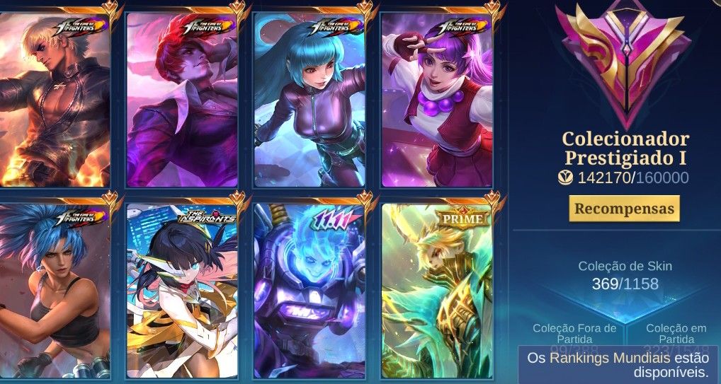 CONTA MOBILE LEGENDS MUITAS COLABS STREET, KOF, JUJUTSU,HXH