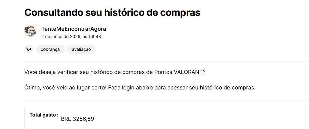 Conta valorant + de 3200 gastos