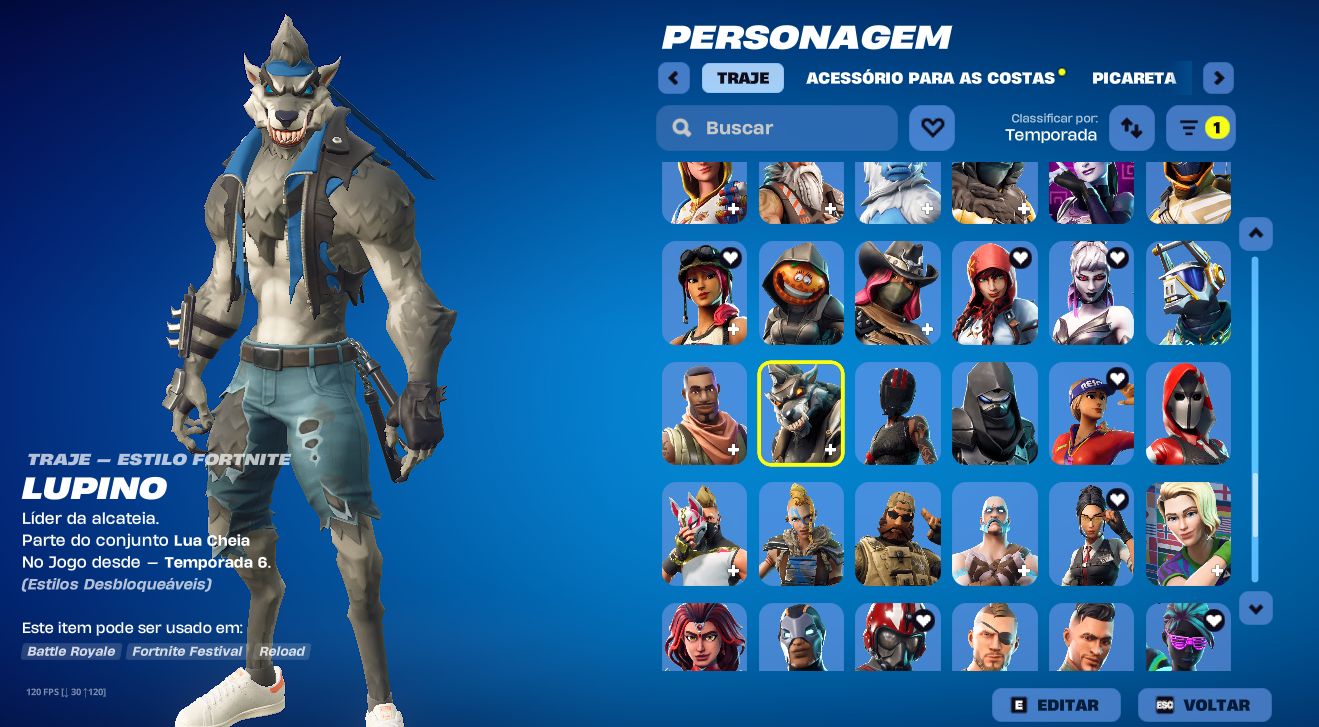 CONTA RARA FORTINTE entre outros jogos na conta