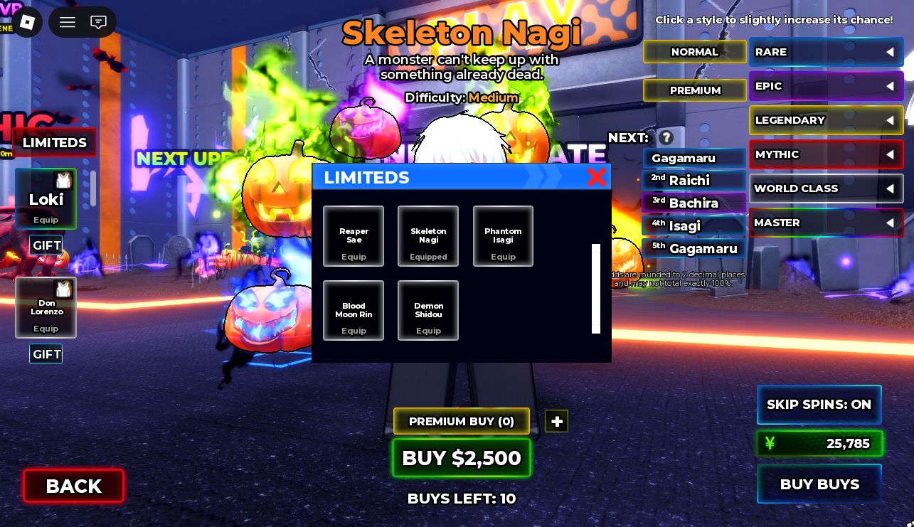 CONTA BLUE LOCK RIVALS 8 limitados+itens limitados+skins