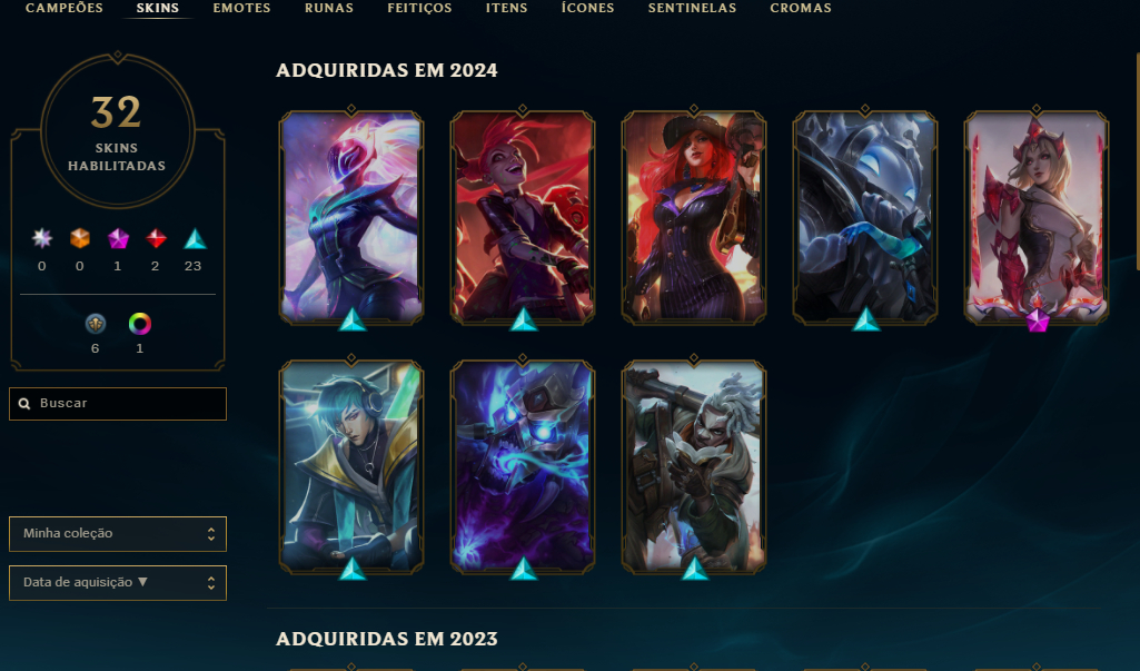 Valorant 30 skins - Lol 32 skins - 3k investidos