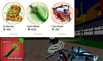 DARK BLADE + 2X MONEY + FAST BOATS | 2.000 ROBUX EM PASSES | Conta Blox Fruits