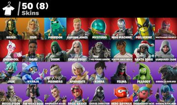 CONTA FORTNITE | 50 SKINS | HADES | ZEUS | GWENPOOL | KORRA