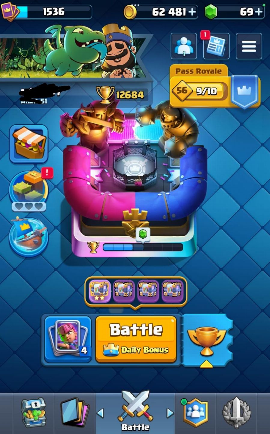 Conta de Clash Royale com torre nível 16 e deck de xbow upado