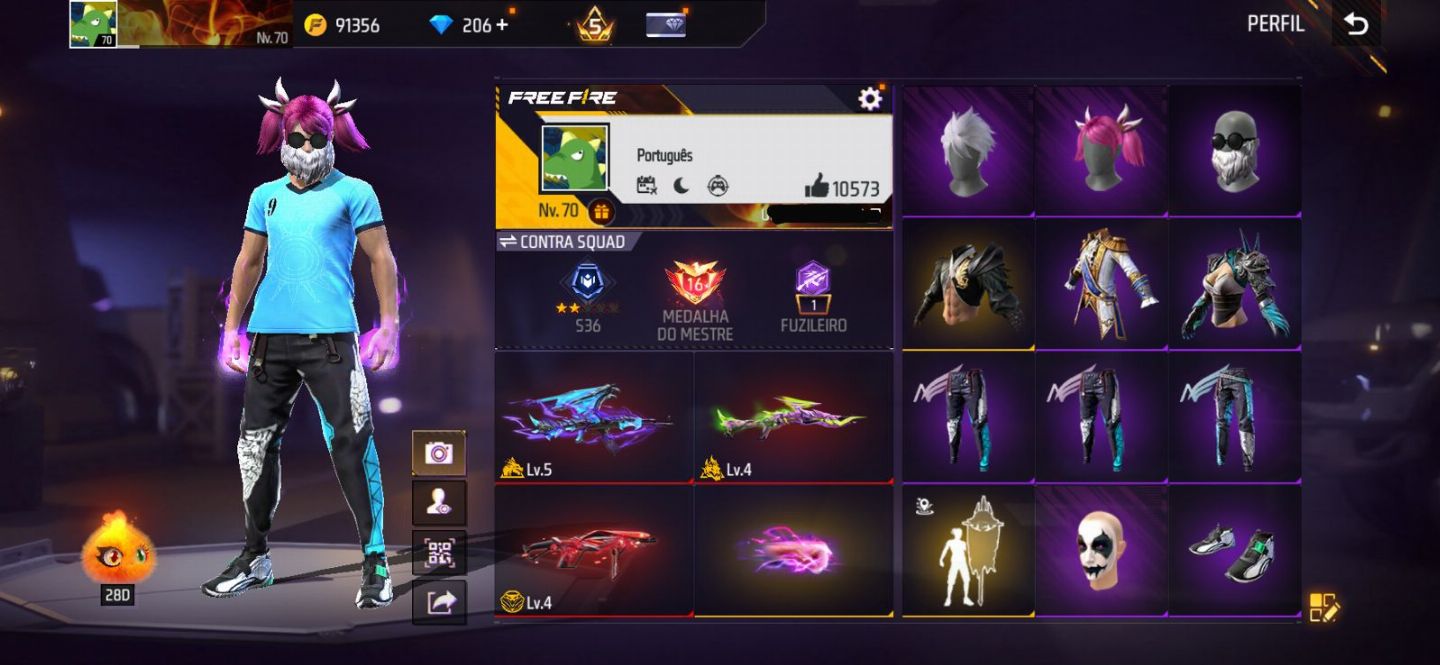 Conta free fire gemada com barbinha, punho, bandeirao, evolutiva 7 anos de idade