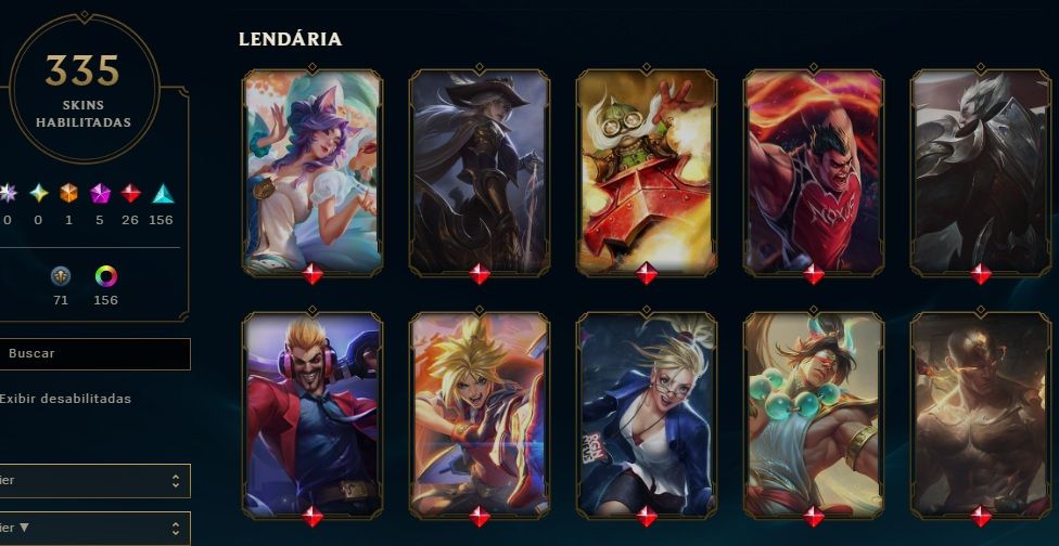 CONTA COM 335 SKIN - 26 SKIN LENDÁRIAS, 5 MÍTICAS E 1 ULTIMATE - LVL 492 OURO