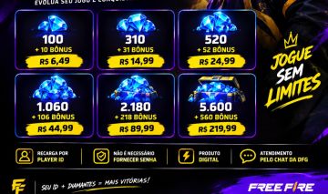 Diamantes Free Fire via ID | Entrega Rápida + Bônus
