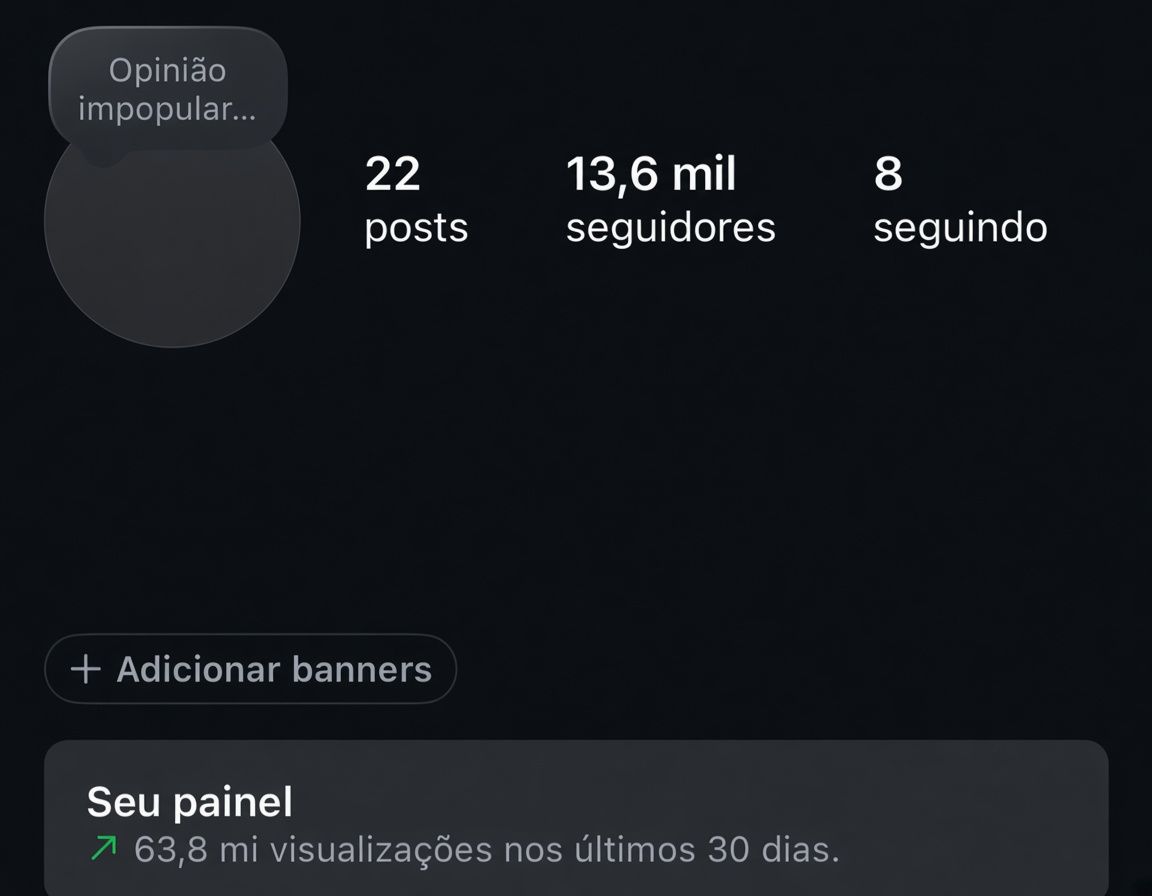 Instagram 13,6K Seguidores | 63,9M de Visualizações em 30 Dias