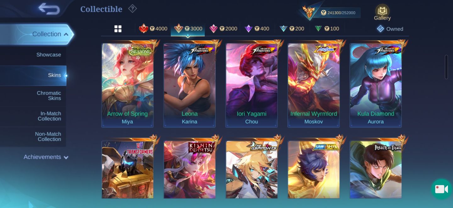 CONTA MOBILE LEGENDS FULL HERO + DE 100 SKINS RARAS