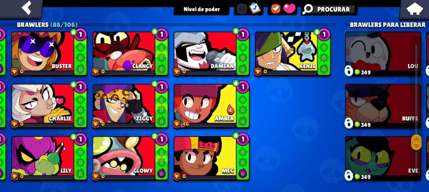 Conta de Brawl Stars gemada com 86 brawlers