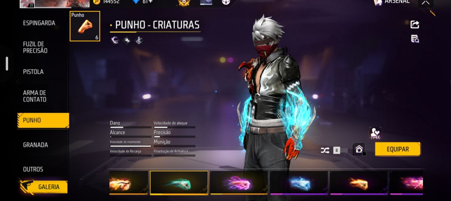 CONTA FREE FIRE GEMADA PRIME 8 / FULL RAGNAROK, FULL STREET FIGHTER E MUITO +