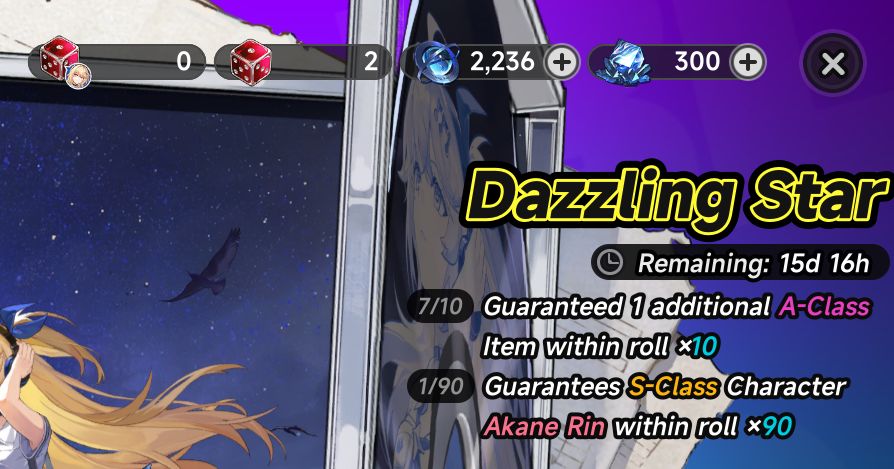 Conta NTE Akane Rin, Black Bird c/ skin todos personagens limitados e porshe
