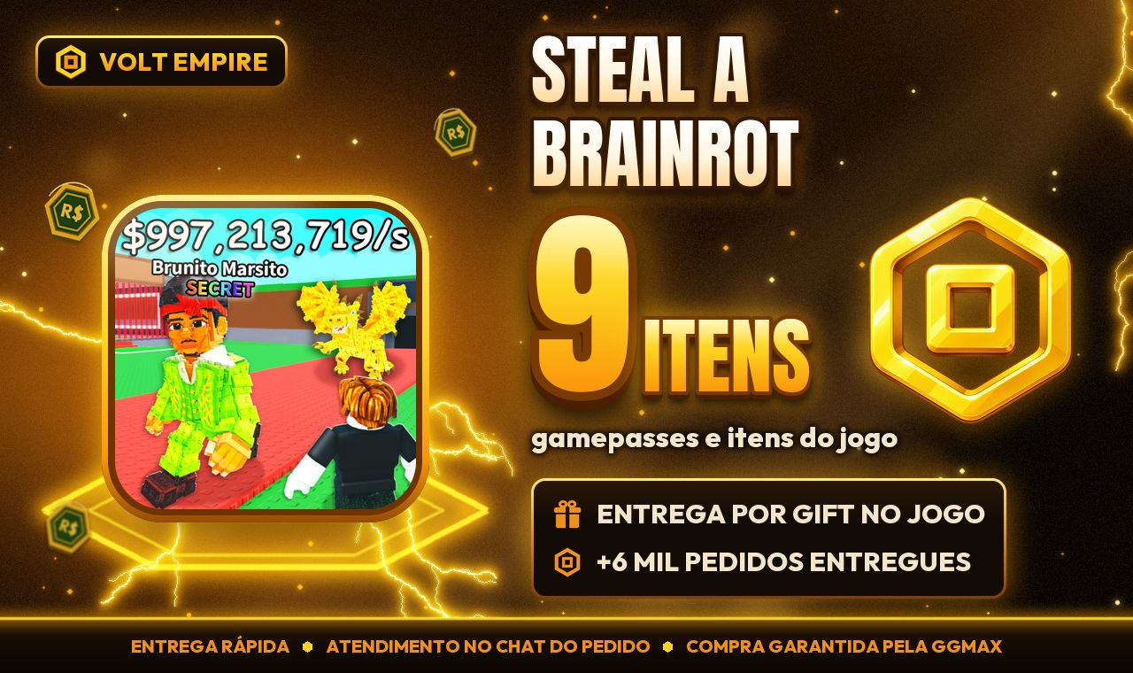 Steal a Brainrot | Gamepasses e Itens por Gift | Entrega Rápida