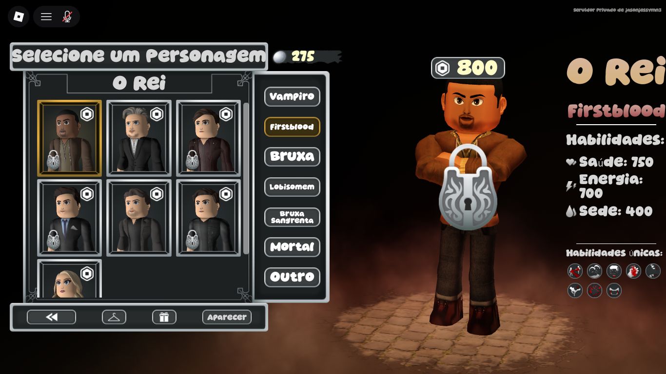 CONTA DE TVL2 ROBLOX (THE VAMPIRE LEGENDS 2)