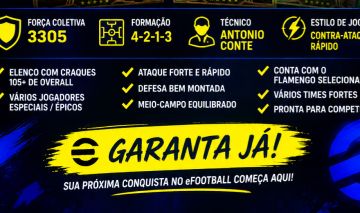 CONTA eFOOTBALL | FORÇA 3305 | ELENCO 109+ | CRAQUES | TIME MUITO FORTE