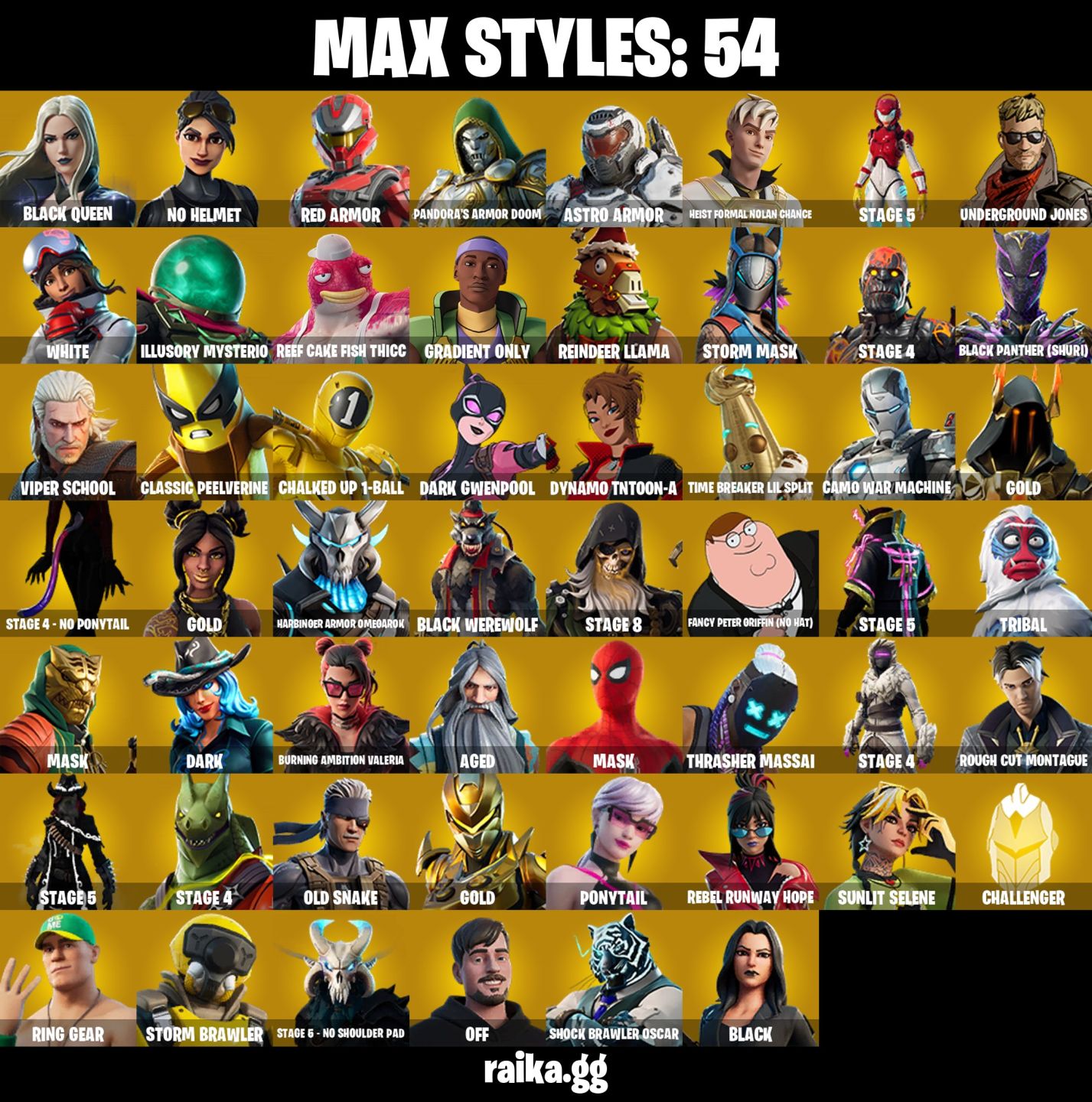 184 skins | OG STW FP3 Stealth Reflex | The Reaper Glow Trailblazer Dante e +