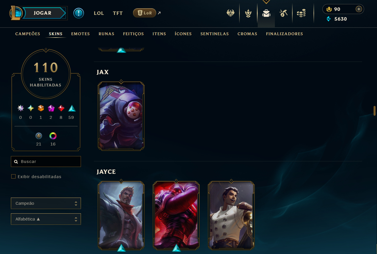 Conta recheada de skins otima conta para iniciar
