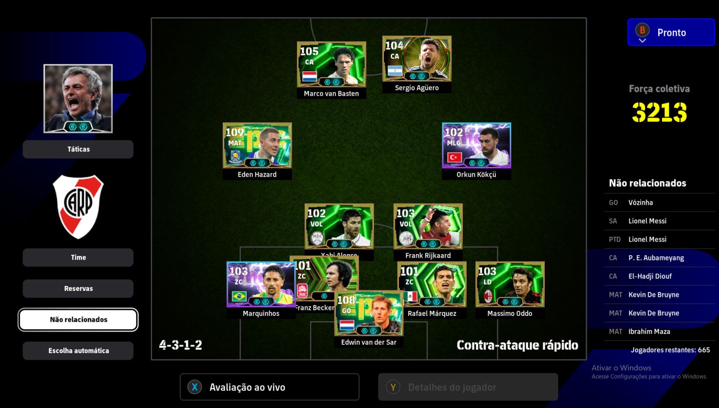 CONTA eFOOTBALL 3213 DE FORÇA! HAZARD 109, VAN BASTEN, AGÜERO E LENDAS!