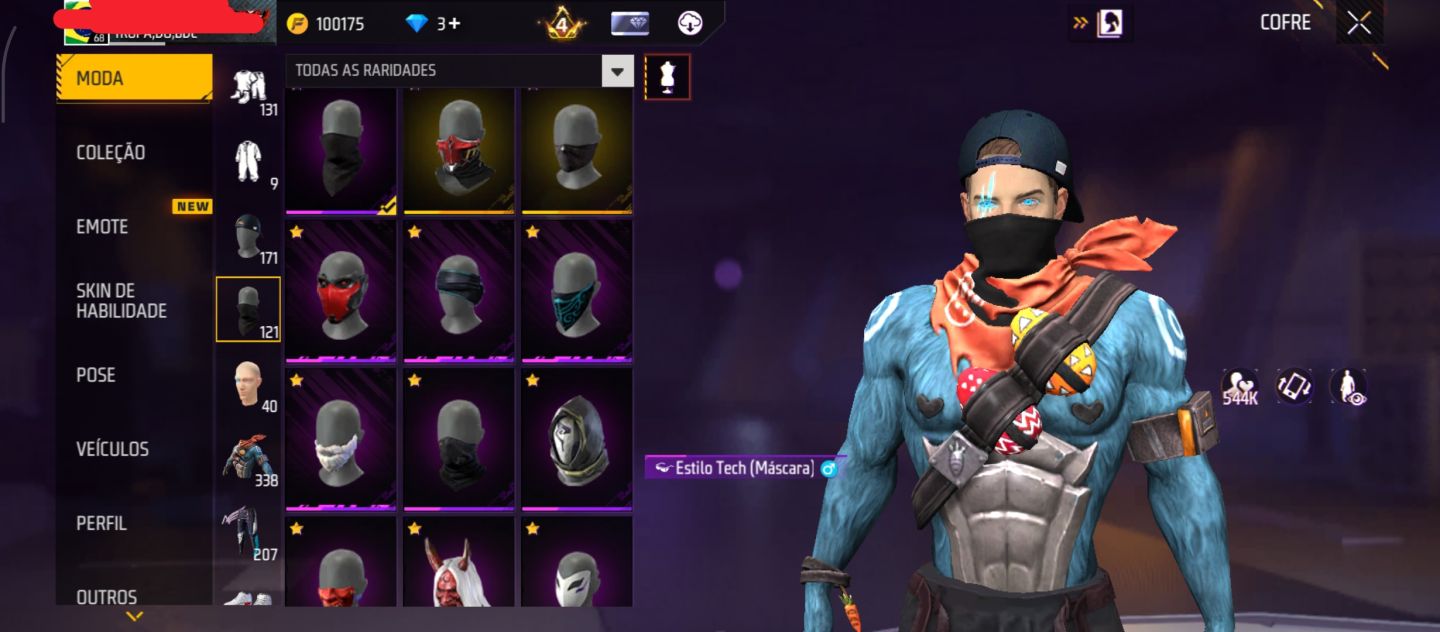 CONTA DE FREE FIRE COM 2 ANGÉLICAL AZUL E VERMELHA