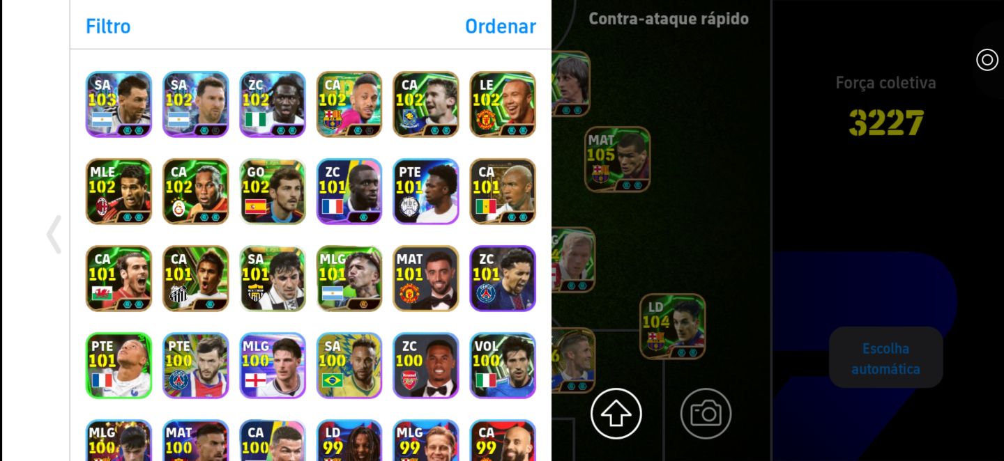 CONTA EFOOTBOL 3227 força com crufy 109!!!!!