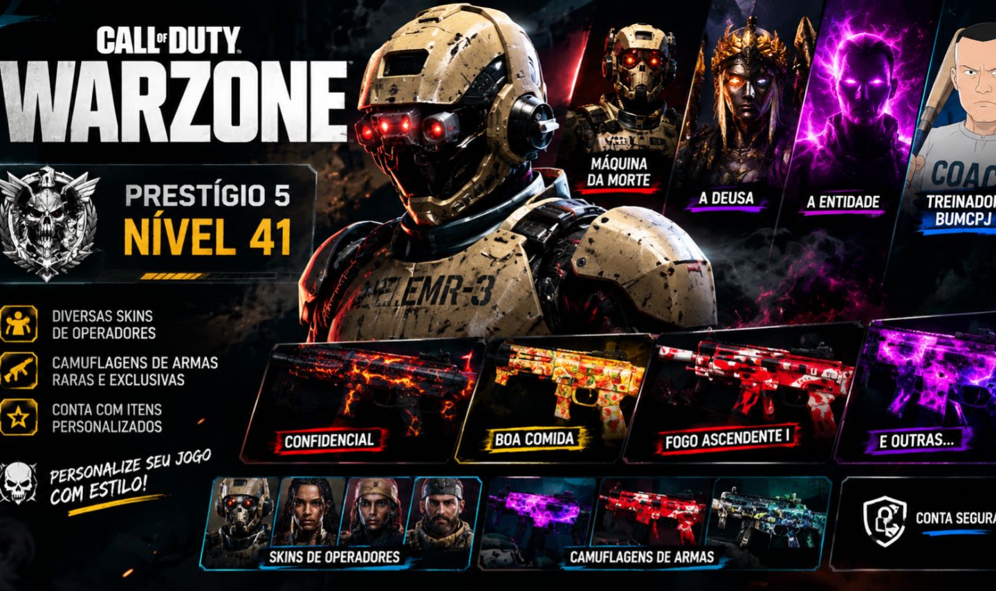 Conta Warzone Prestígio 5 Nível 41 | Skins e Camuflagens Raras