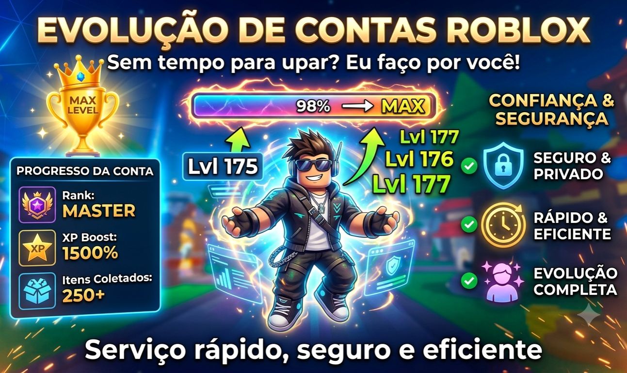 UPO SUA CONTA EM JOGOS DO ROBLOX!