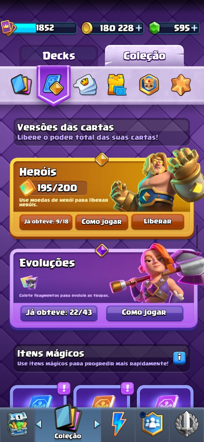 CONTA CLASH ROYALE | TORRE 16 | 41 CARTAS NV. 16 | 9 HERÓICAS | 22 EVOLUÇÕES