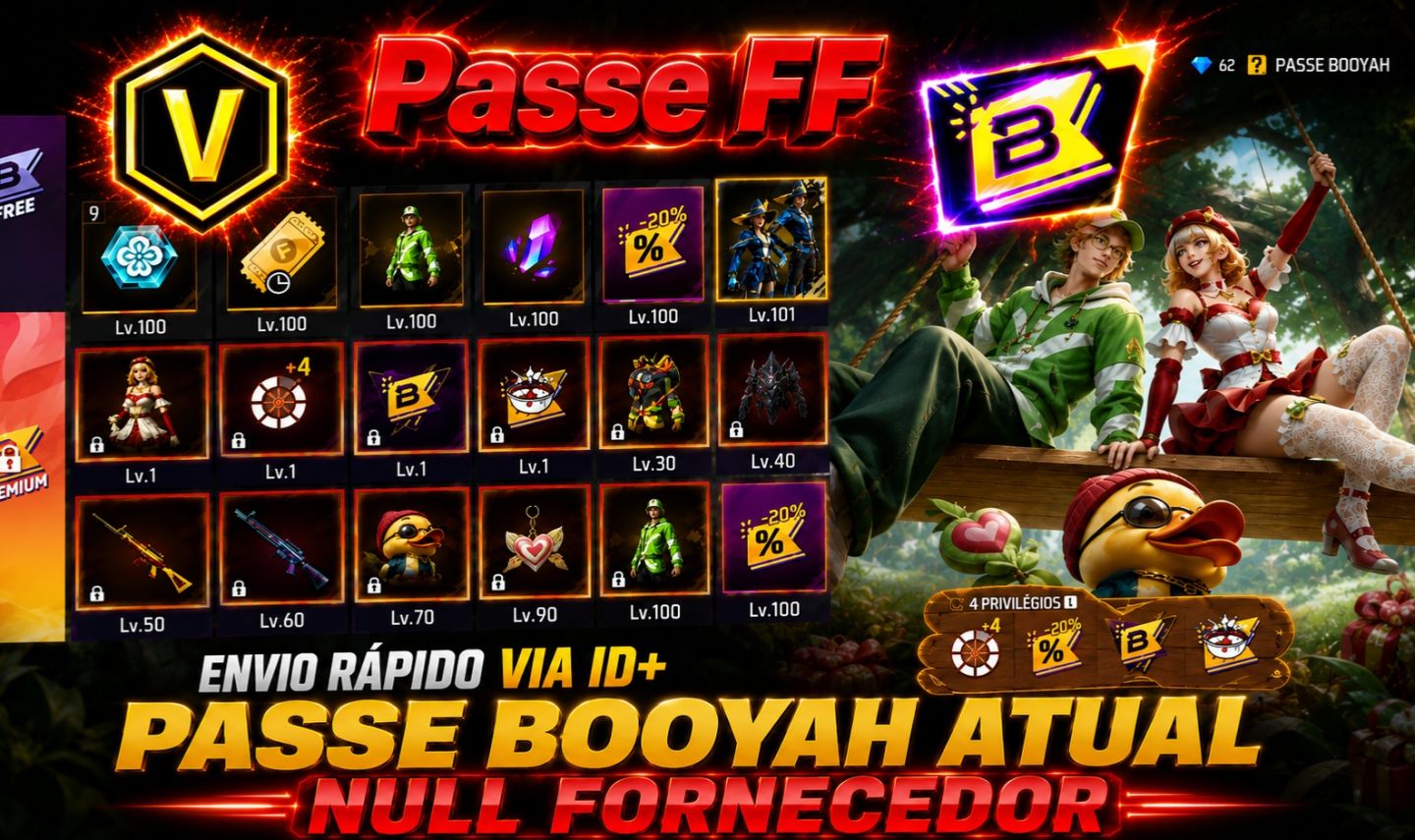 Passe Booyah Premium 250 Passe De Elite [GARENA FREE FIRE]