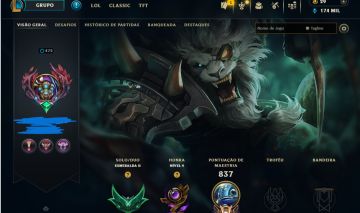 Conta league of legends esmeralda (last season diamante) 157 skins