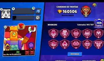 Conta De Brawl Stars 160K! SKINS + Brawl Pass's