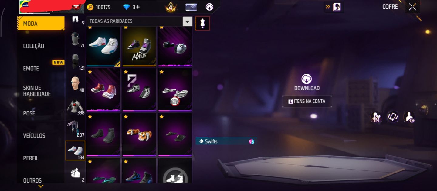 CONTA DE FREE FIRE COM 2 ANGÉLICAL AZUL E VERMELHA