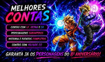 Contas de Dragon Ball Legends (DBL) com Ultras, LFs, LRs e Cristais