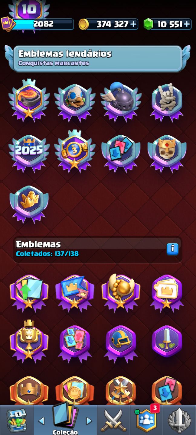 Conta ÉPICA: - 10 anos -10K gem's -BARALHO Nível 2130