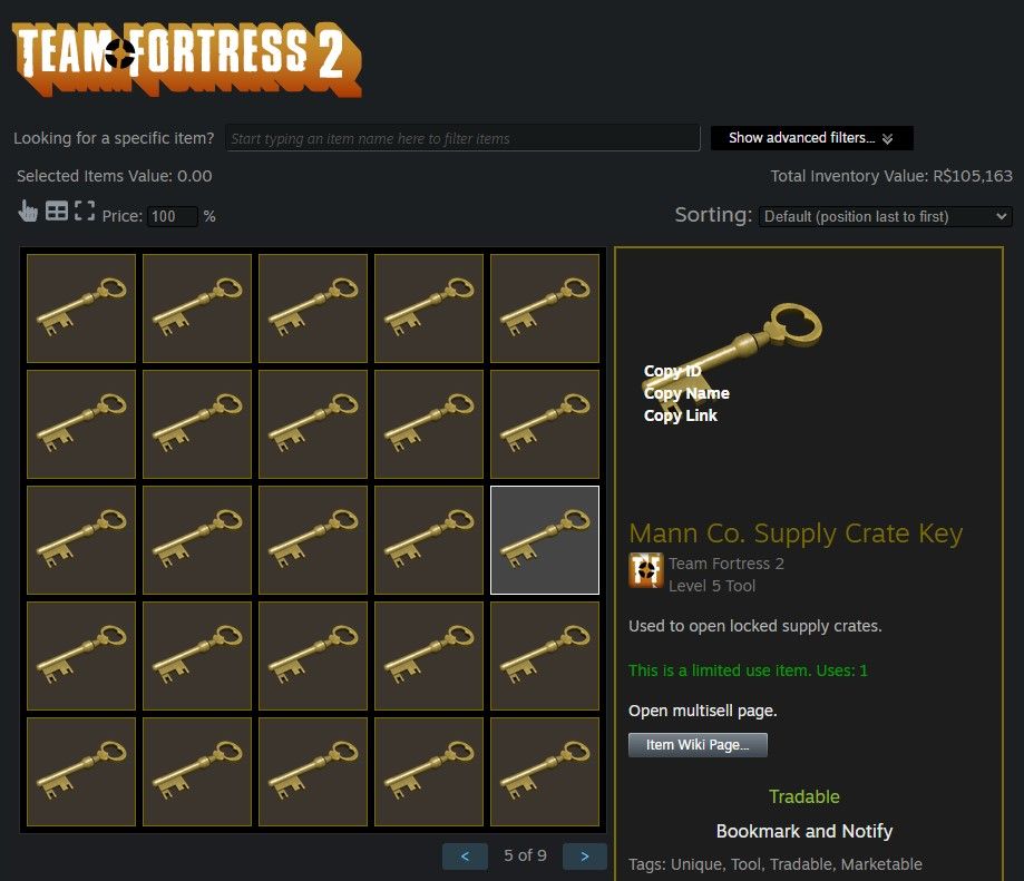 [MAIS BARATO] Chaves TF2 - Mann Co. Supply Crate Key