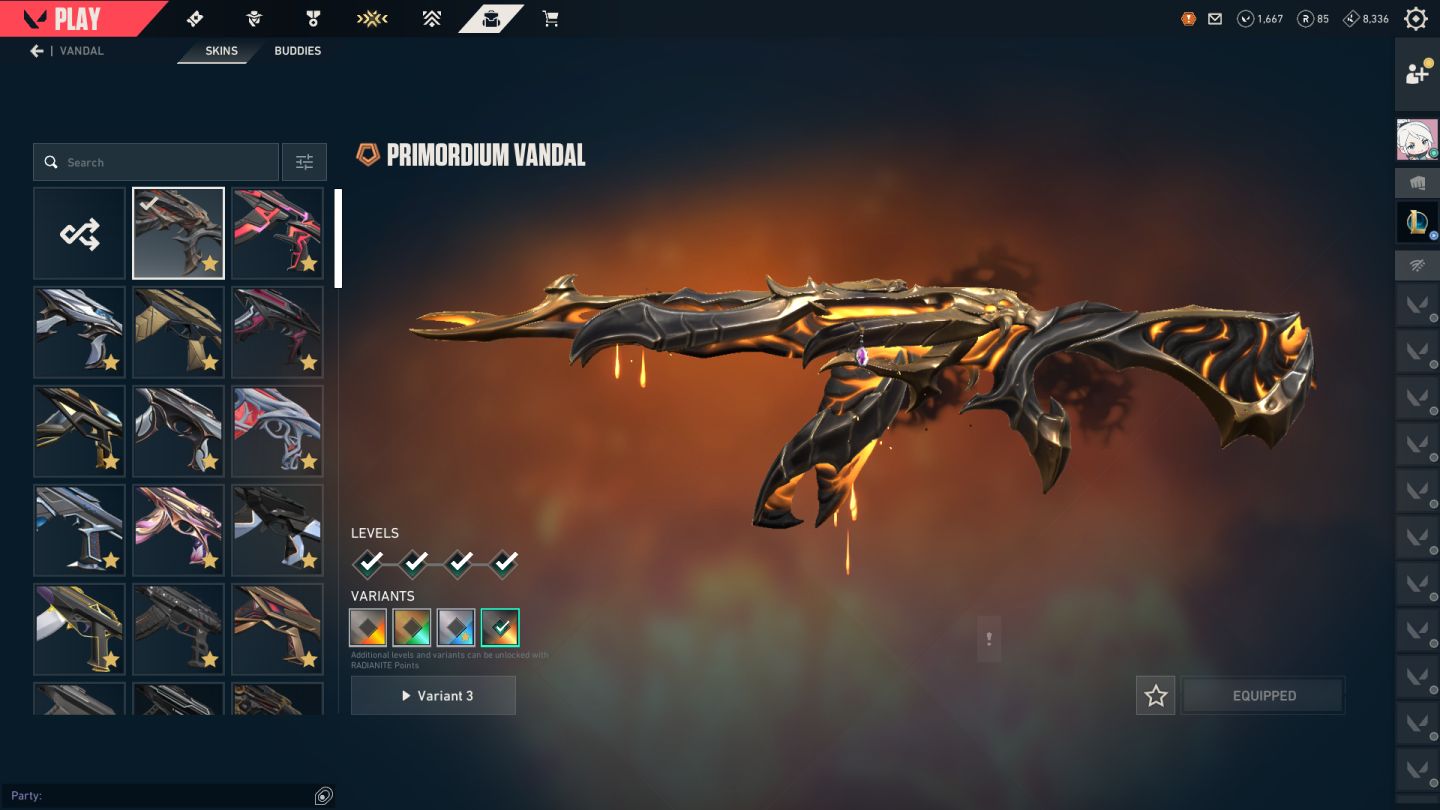 CONTA VALORANT LVL 549 | DIMA 1 | VANDAL CHAMPIONS 2025 + 24 SKINS+1667 VPS