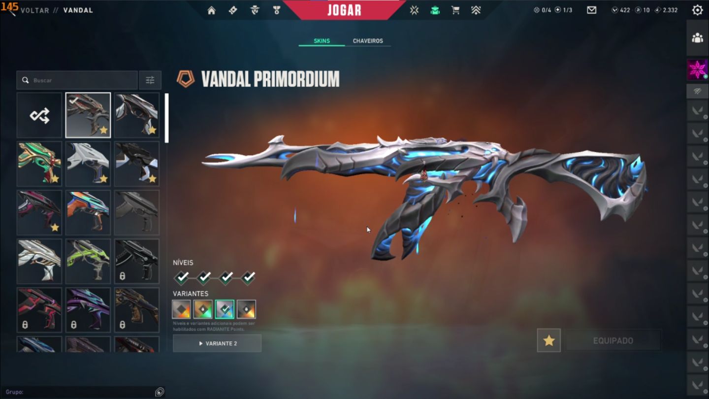 Conta Valorant 9 Vandal 6 Facas e 3 Phantom + 422Vp +30 Skins