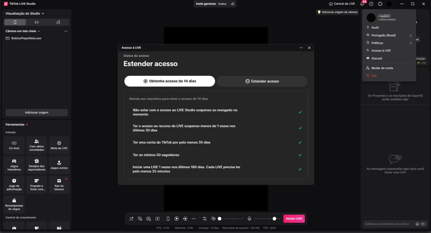 CONTA TIKTOK 1K SEGUIDOR LIVE STUDIO PC LIBERADO