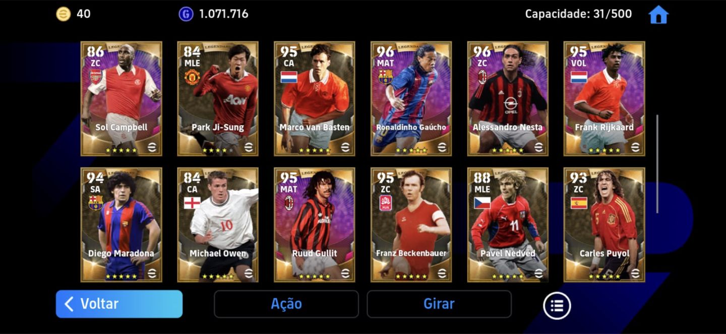 Conta de efootball desde 2020 com 31 LEGENDS