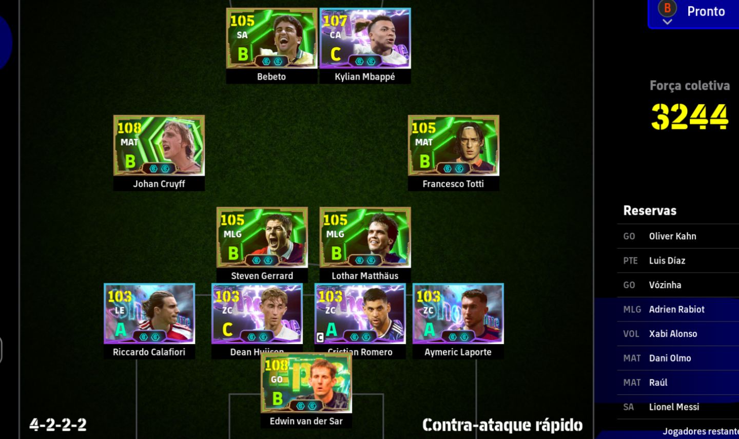 CONTA EFOOTBALL STEAM PC | FORÇA DO TIME 3244 | ELENCO FORTE | ÉPICOS E LENDA